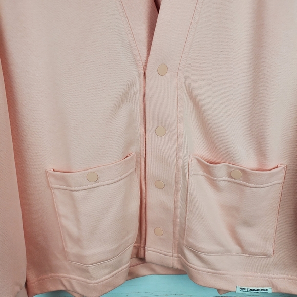 NWT Nike Mens Medium Standard Issue Light Pink Cotton Golf Cardigan Jacket - Picture 5 of 10